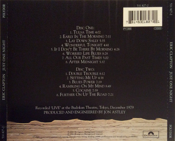 Eric Clapton : Just One Night (2xCD, Album, RE, RM)