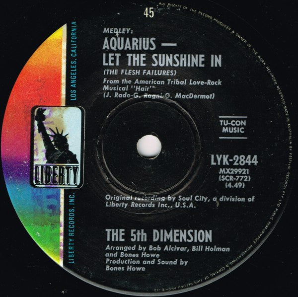 The 5th Dimension* : Aquarius - Let The Sunshine In (The Flesh Failures) (7", Single)