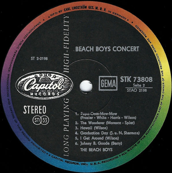 The Beach Boys : Beach Boys Concert (LP, Album, RE)