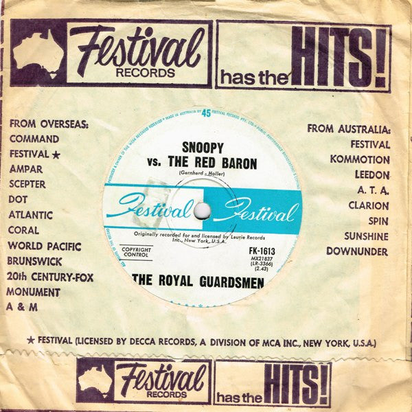 The Royal Guardsmen : Snoopy Vs. The Red Baron (7", Single)