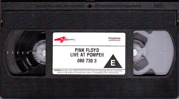 Pink Floyd : Live At Pompeii (Full Length Version Contains Extra Footage)  (VHS, RE, PAL)