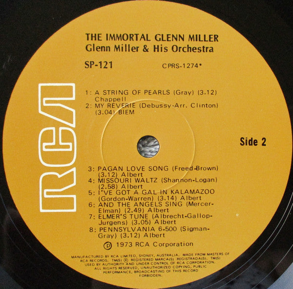 Glenn Miller : The Immortal Glenn Miller  (LP, Comp)