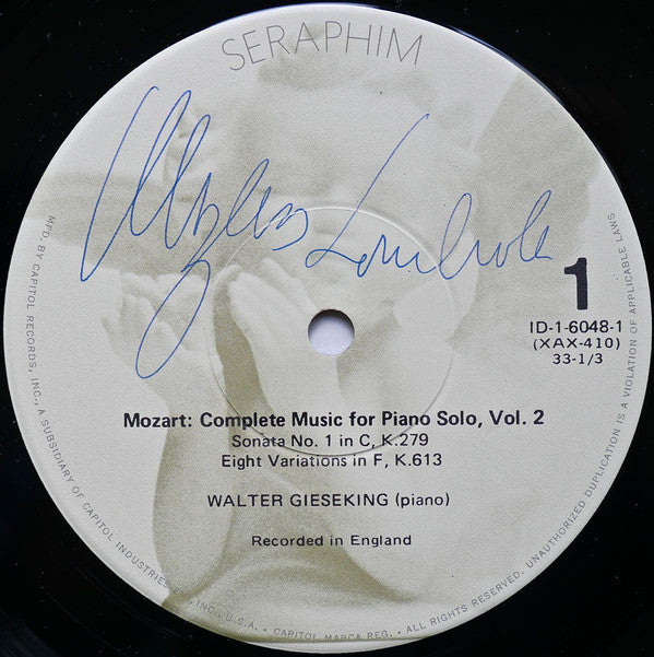 Walter Gieseking / Mozart* : The Complete Music For Piano Solo, Vol.2 (4xLP, Mono + Box, Album)