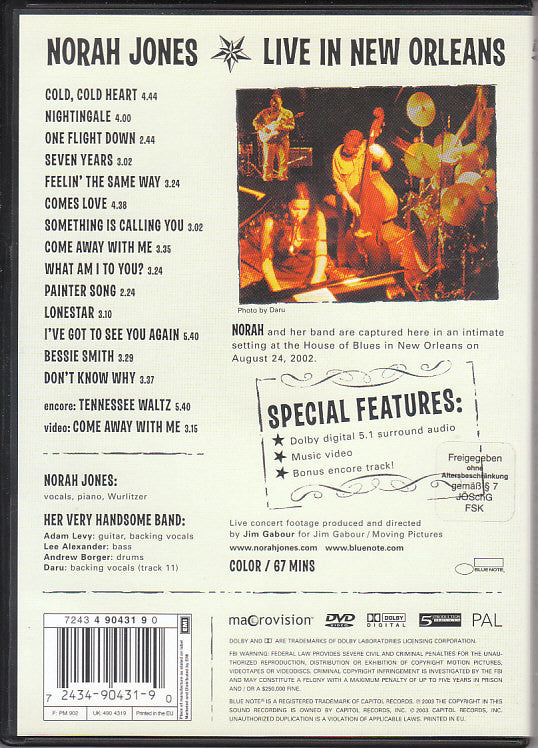 Norah Jones : Live In New Orleans (DVD-V, Copy Prot., Multichannel, PAL, Dol)