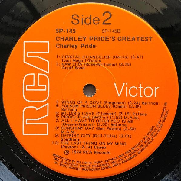 Charley Pride : Charley Pride's Greatest  (LP, Comp)
