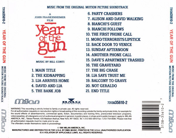 Bill Conti : Year Of The Gun (Music From The Original Motion Picture Soundtrack) (CD, Album)