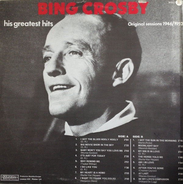 Bing Crosby : His Greatest Hits - Original Sessions 1946/1952 (LP, Comp)