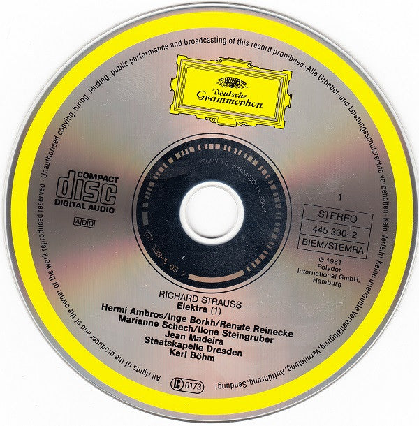 Richard Strauss - Inge Borkh · Marianne Schech · Jean Madeira · Dietrich Fischer-Dieskau · Staatskapelle Dresden · Karl Böhm : Elektra (2xCD, Album, RE)