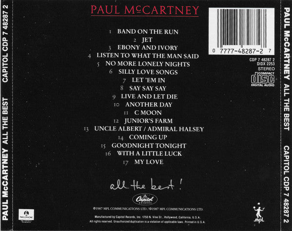 Paul McCartney : All The Best! (CD, Comp)