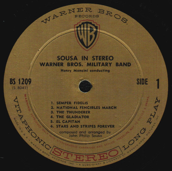 Sousa* / Henry Mancini Conducting The Warner Bros. Military Band* : Sousa In Stereo (LP, Album)