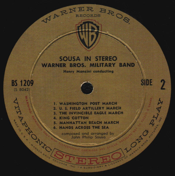 Sousa* / Henry Mancini Conducting The Warner Bros. Military Band* : Sousa In Stereo (LP, Album)