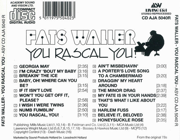 Fats Waller : You Rascal You! (CD, Comp, RE)