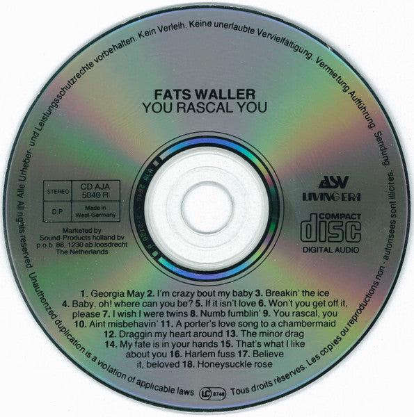 Fats Waller : You Rascal You! (CD, Comp, RE)