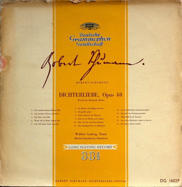 Robert Schumann, Walther Ludwig, Michael Raucheisen : Dichterliebe, Opus 48 (10", Mono)