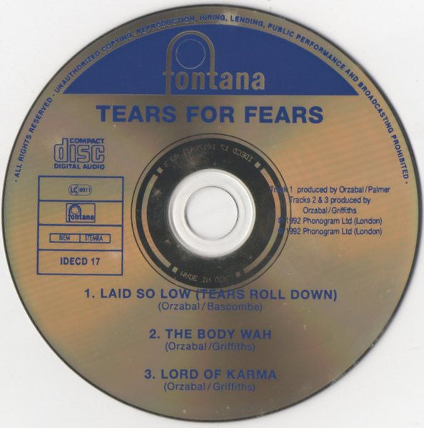 Tears For Fears : Laid So Low (Tears Roll Down) (CD, Single, Dig)