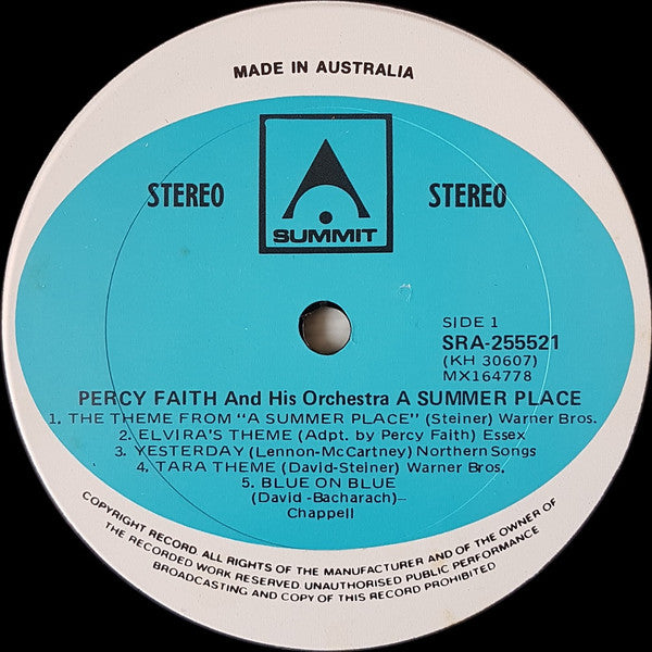 Percy Faith And His Orchestra* : A Summer Place (LP)