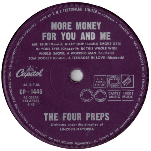 The Four Preps : More Money For You And Me / Swing Down Chariot (7", Single)