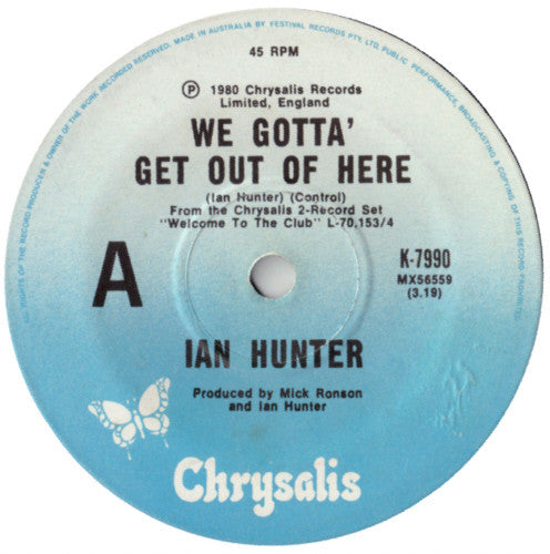Ian Hunter : We Gotta' Get Out Of Here (7", Single)