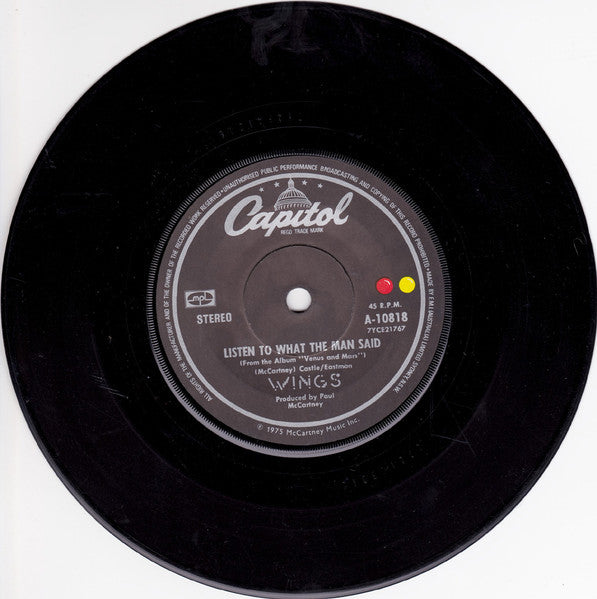 Wings (2) : Listen To What The Man Said / Love In Song (7", Single)