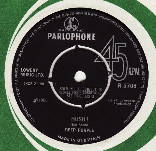 Deep Purple : Hush ! (7", Single, Mono, Kno)