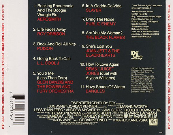 Various : Less Than Zero (Original Motion Picture Soundtrack) (CD, Comp, RE)