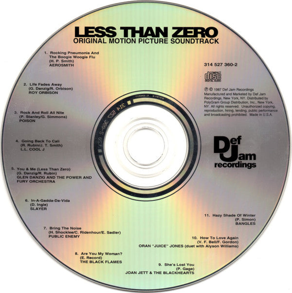 Various : Less Than Zero (Original Motion Picture Soundtrack) (CD, Comp, RE)