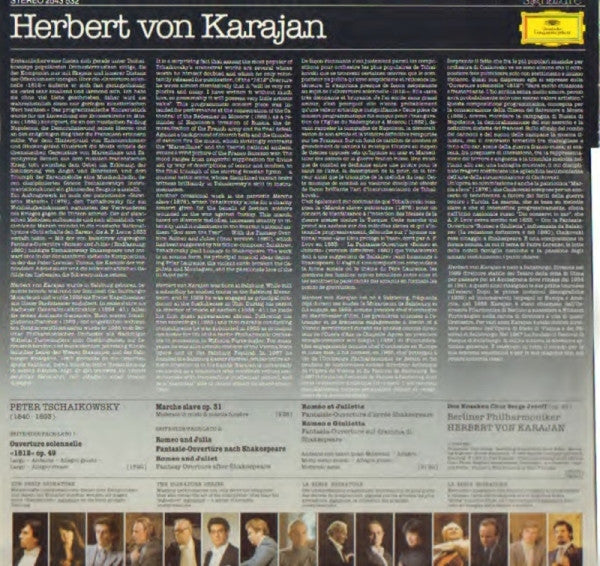 Pyotr Ilyich Tchaikovsky, Herbert Von Karajan, Berliner Philharmoniker : Ouverture Solennelle «1812»  •   Marche Slave  •   Romeo Und Julia (LP)