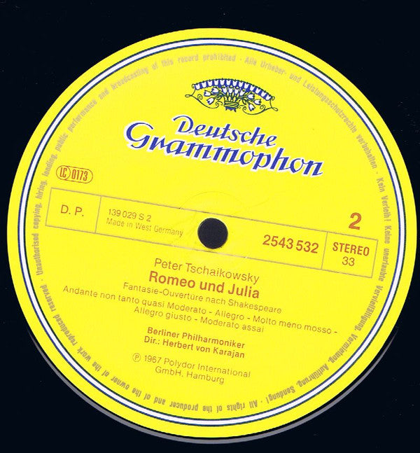 Pyotr Ilyich Tchaikovsky, Herbert Von Karajan, Berliner Philharmoniker : Ouverture Solennelle «1812»  •   Marche Slave  •   Romeo Und Julia (LP)