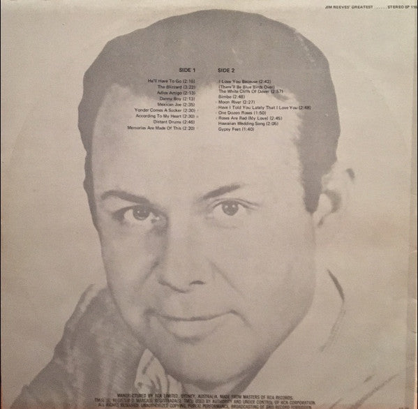 Jim Reeves : Jim Reeves' Greatest (LP, Comp)