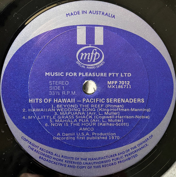 Pacific Serenaders : Hits Of Hawaii (LP, Comp)