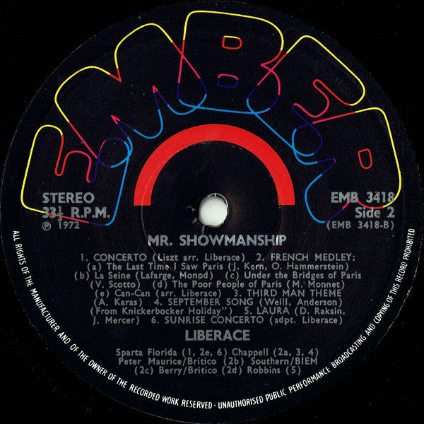 Liberace : Mr Showmanship (Volume Two) (LP, Album)