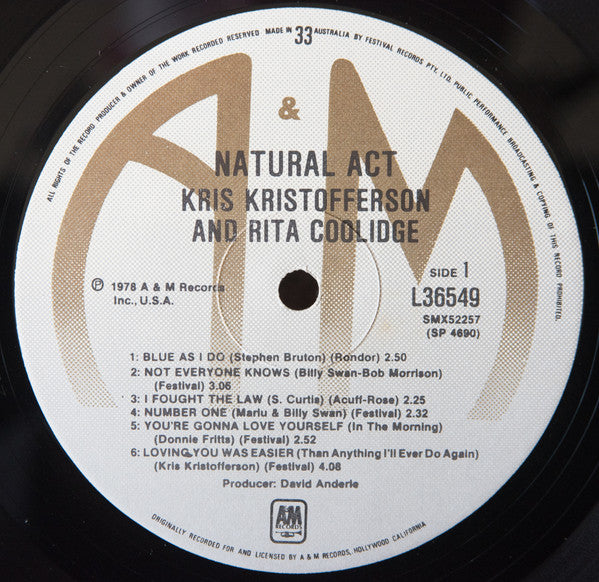Kris Kristofferson & Rita Coolidge : Natural Act (LP, Album)