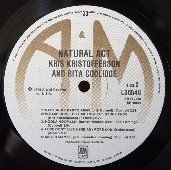 Kris Kristofferson & Rita Coolidge : Natural Act (LP, Album)