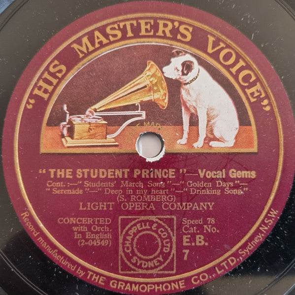 Light Opera Company* : "The Student Prince" / "The Desert Song" - Vocal Gems (Shellac, 12")