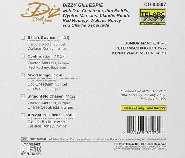 Dizzy Gillespie : To Diz, With Love (Live At The Blue Note) (CD, Album)