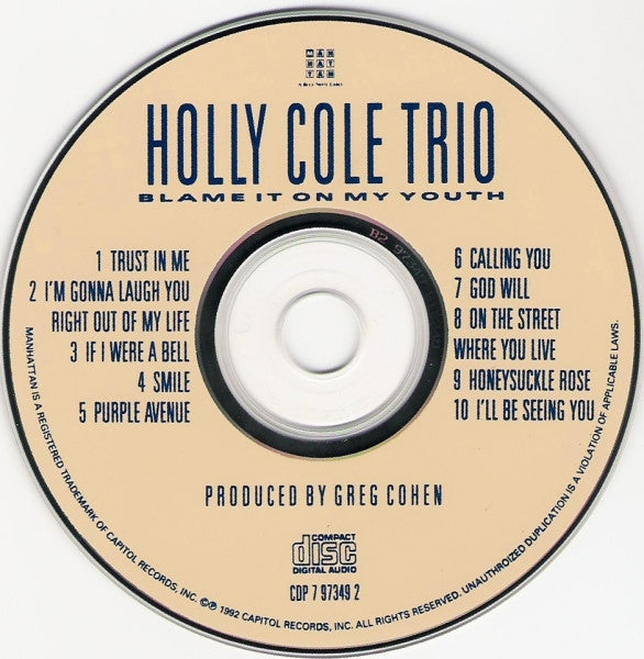 Holly Cole Trio : Blame It On My Youth (CD, Album)