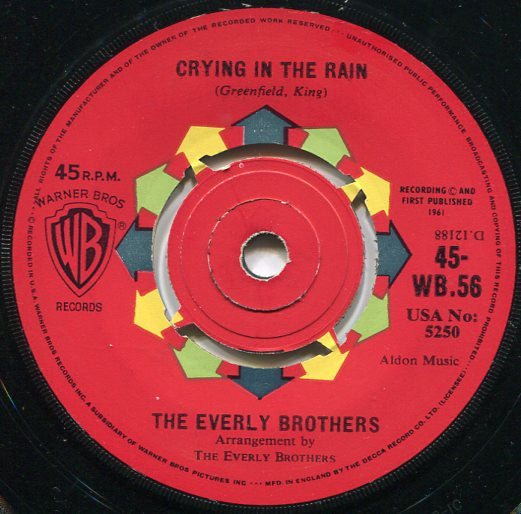 Everly Brothers : Crying In The Rain (7", Single)