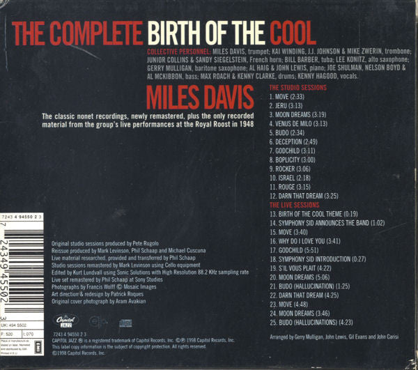 Miles Davis : The Complete Birth Of The Cool (CD, Album, Comp, RM)