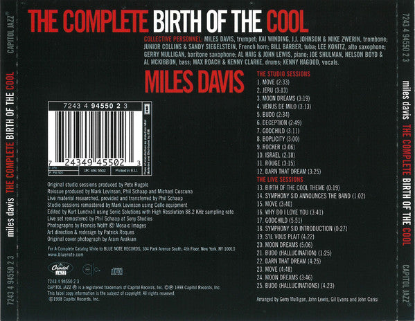 Miles Davis : The Complete Birth Of The Cool (CD, Album, Comp, RM)