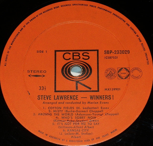 Steve Lawrence (2) : Winners! (LP, Album)