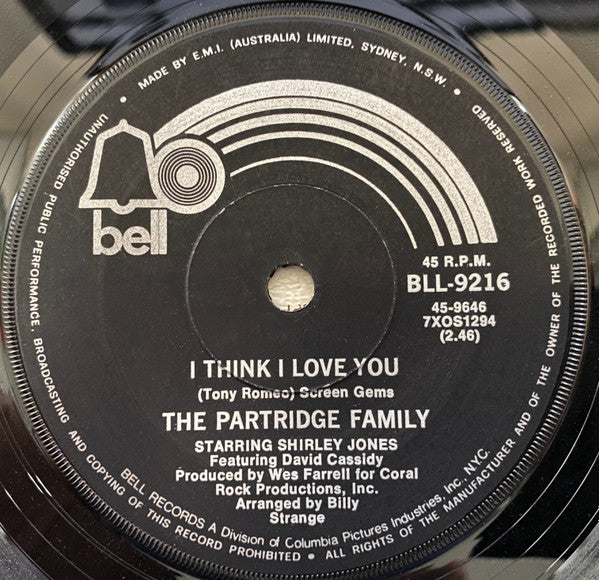 The Partridge Family : I Think I Love You (7", Single, Mono)