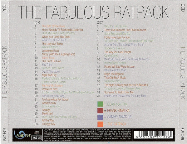 Frank Sinatra, Dean Martin, Sammy Davis Jr. : The Fabulous Ratpack (2xCD, Comp)