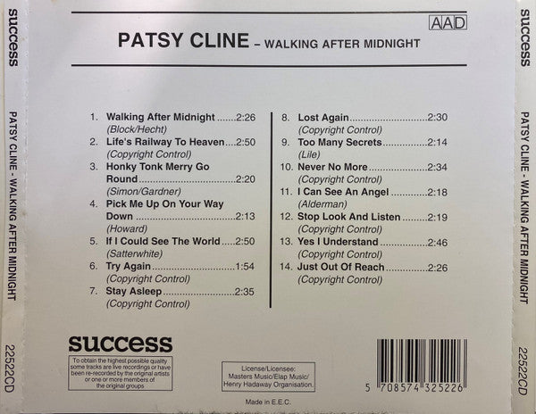 Patsy Cline : Walking After Midnight (CD, Comp)