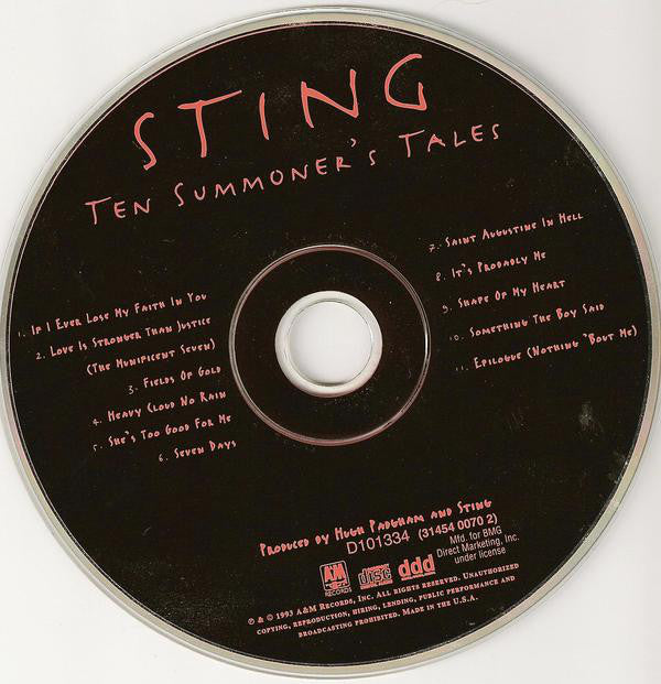 Sting : Ten Summoner's Tales (CD, Album, Club)
