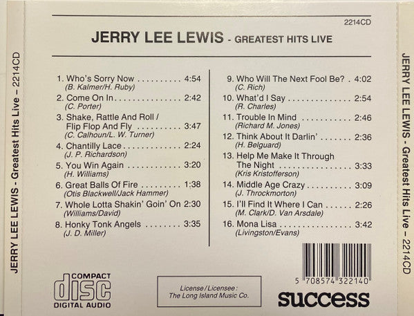 Jerry Lee Lewis : Greatest Hits Live (CD, Comp)