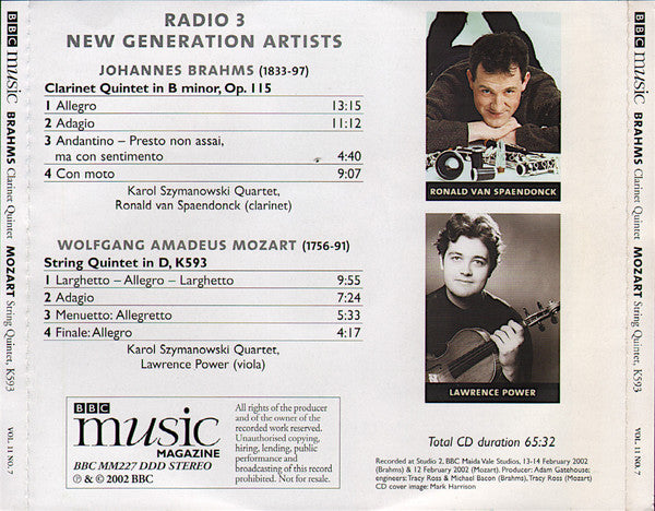 Brahms* & Mozart* - Karol Szymanowski Quartet* : Quintets (CD, Album)