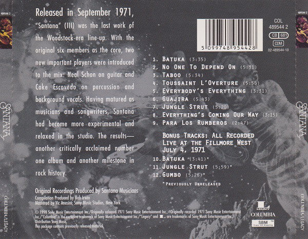 Santana : Santana III (CD, Album, RE, RM)