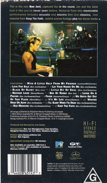 Bon Jovi : Keep The Faith - An Evening With Bon Jovi (VHS, PAL)