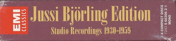 Jussi Björling : Jussi Björling Edition: Studio Recordings 1930-1959 (4xCD, Comp)