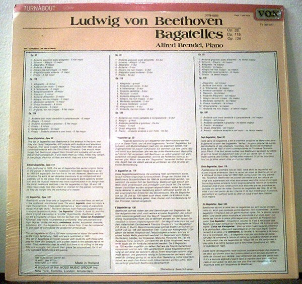 Beethoven* - Alfred Brendel : Bagatelles (LP)